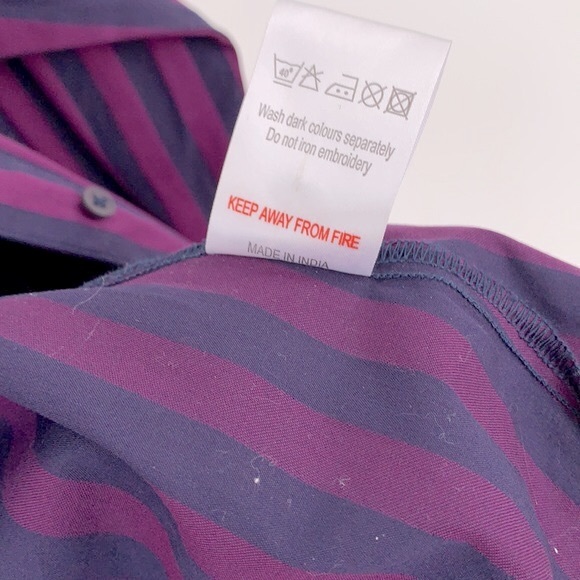 Ben Sherman purple striped 100% cotton button down tailored shirt - Picture 9 of 11